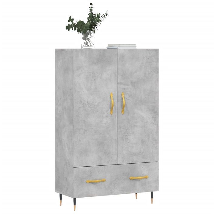 Buffet haut gris béton 69,5x31x115 cm bois d'ingénierie - Photo n°3