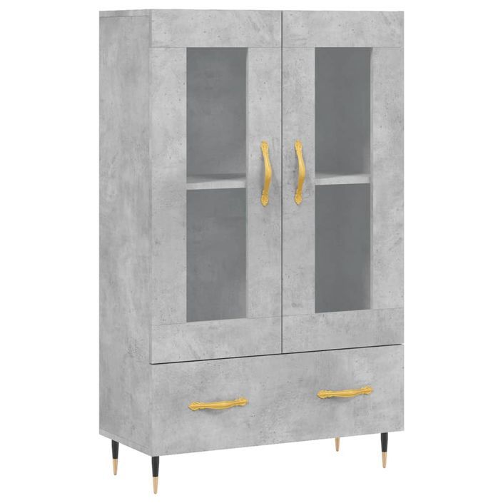 Buffet haut gris béton 69,5x31x115 cm bois d'ingénierie - Photo n°1