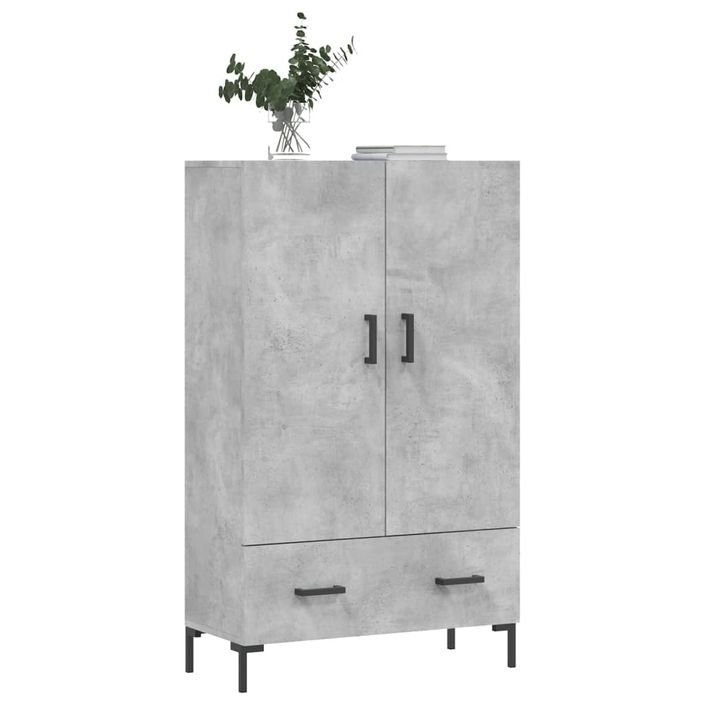 Buffet haut gris béton 69,5x31x115 cm bois d'ingénierie - Photo n°3