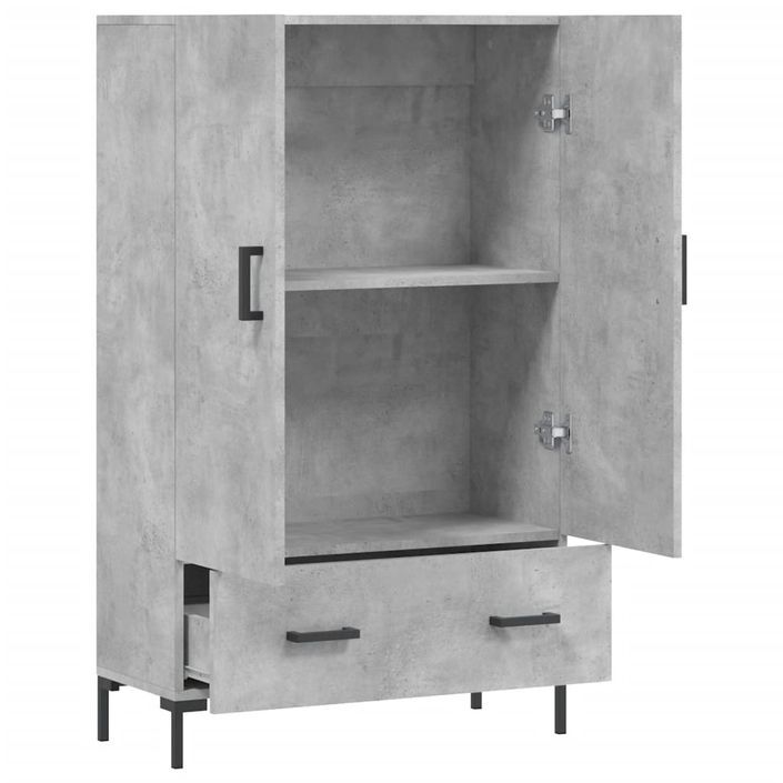 Buffet haut gris béton 69,5x31x115 cm bois d'ingénierie - Photo n°5