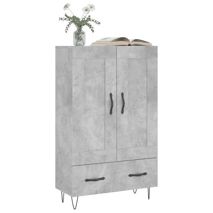 Buffet haut gris béton 69,5x31x115 cm bois d'ingénierie - Photo n°3