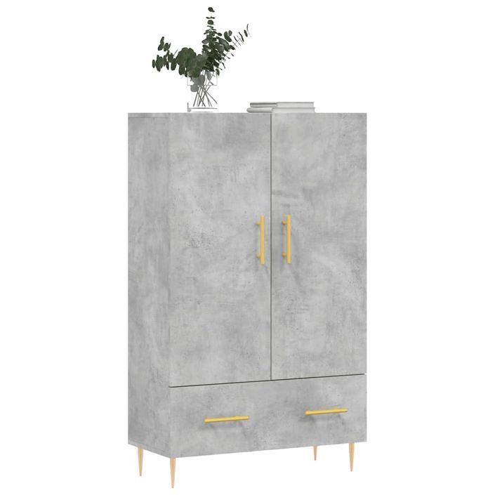 Buffet haut gris béton 69,5x31x115 cm bois d'ingénierie - Photo n°3