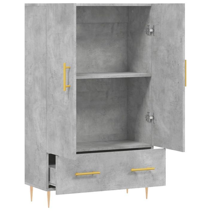 Buffet haut gris béton 69,5x31x115 cm bois d'ingénierie - Photo n°5