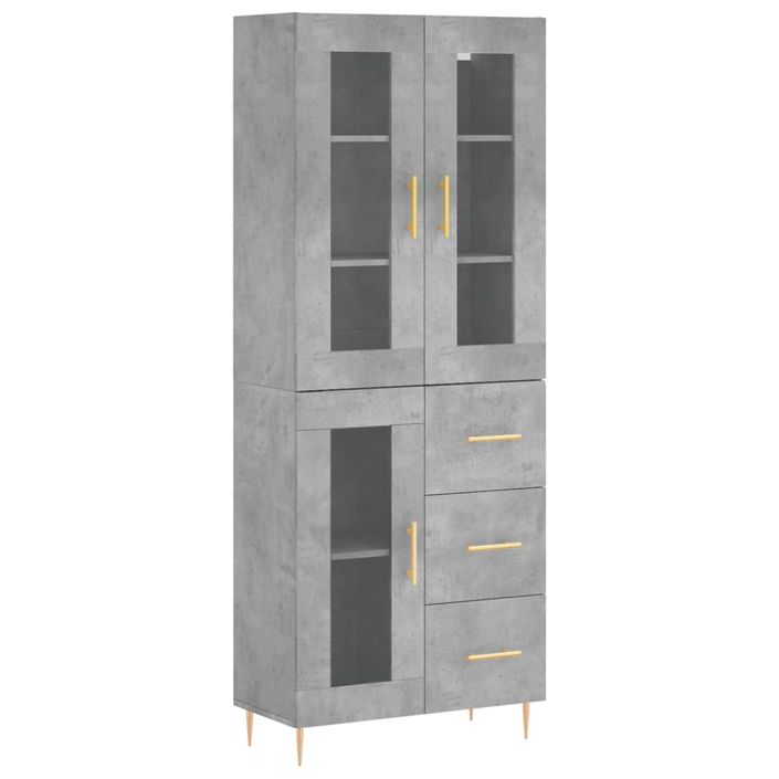 Buffet haut Gris béton 69,5x34x180 cm Bois d'ingénierie - Photo n°1