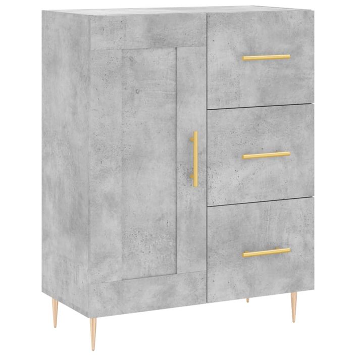 Buffet haut Gris béton 69,5x34x180 cm Bois d'ingénierie - Photo n°7