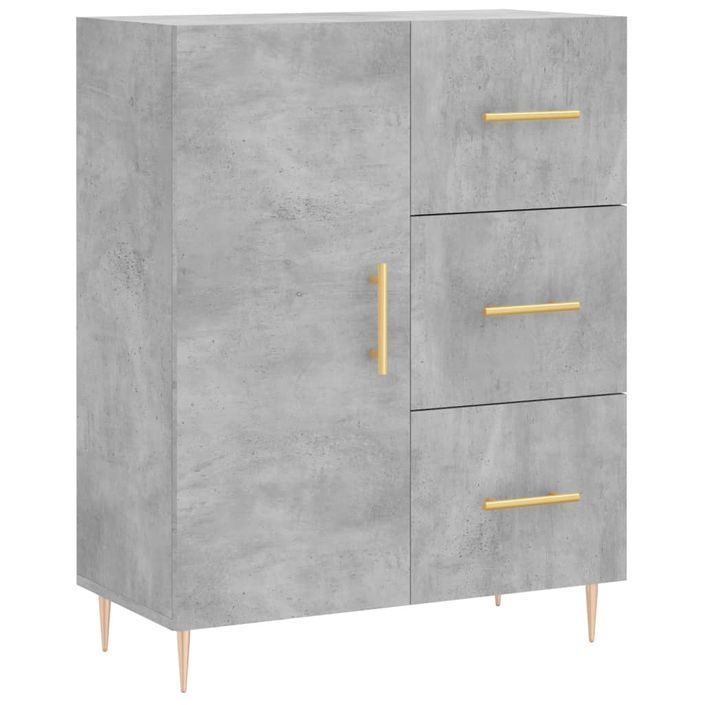 Buffet haut Gris béton 69,5x34x180 cm Bois d'ingénierie - Photo n°7