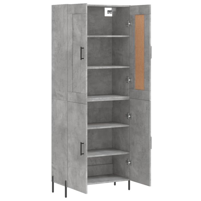 Buffet haut Gris béton 69,5x34x180 cm Bois d'ingénierie - Photo n°4