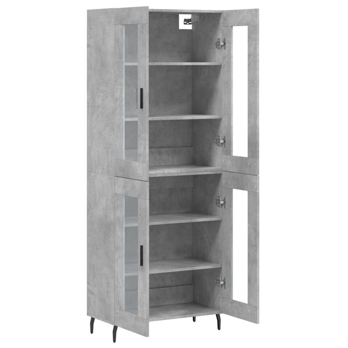 Buffet haut Gris béton 69,5x34x180 cm Bois d'ingénierie - Photo n°4