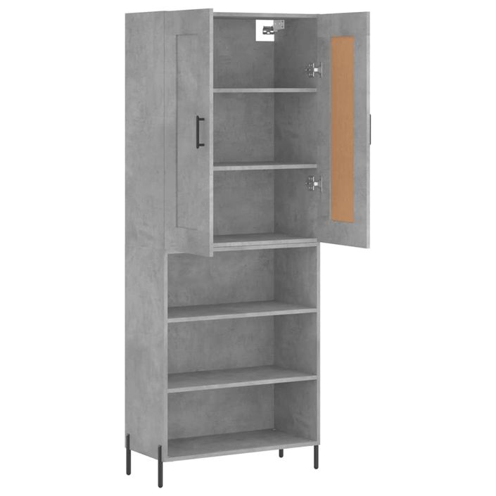 Buffet haut Gris béton 69,5x34x180 cm Bois d'ingénierie - Photo n°4