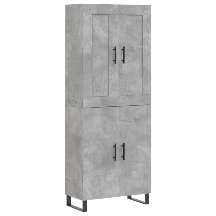 Buffet haut Gris béton 69,5x34x180 cm Bois d'ingénierie - Photo n°1