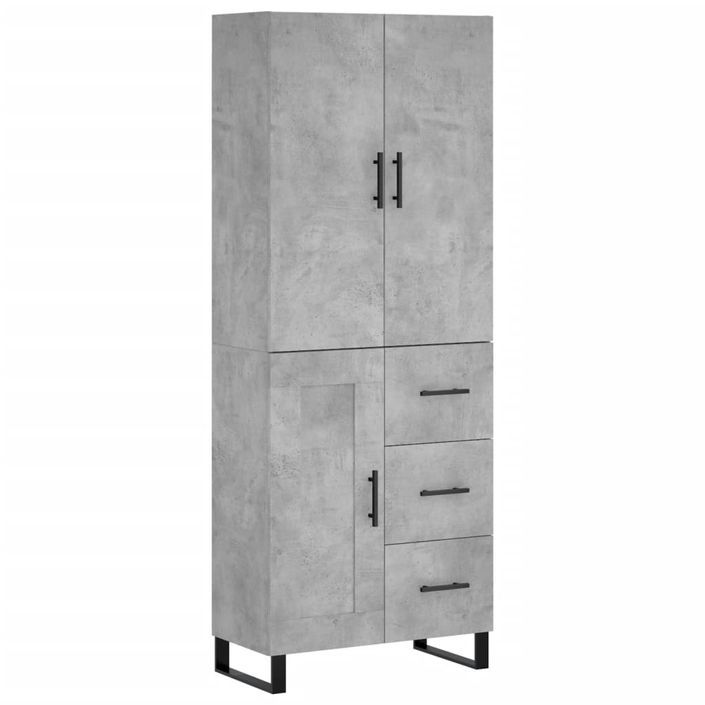 Buffet haut Gris béton 69,5x34x180 cm Bois d'ingénierie - Photo n°1