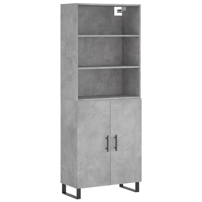 Buffet haut Gris béton 69,5x34x180 cm Bois d'ingénierie - Photo n°1