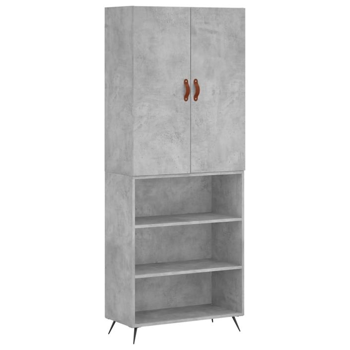 Buffet haut Gris béton 69,5x34x180 cm Bois d'ingénierie - Photo n°1