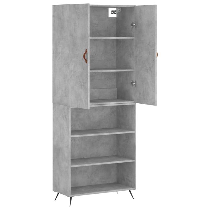 Buffet haut Gris béton 69,5x34x180 cm Bois d'ingénierie - Photo n°4