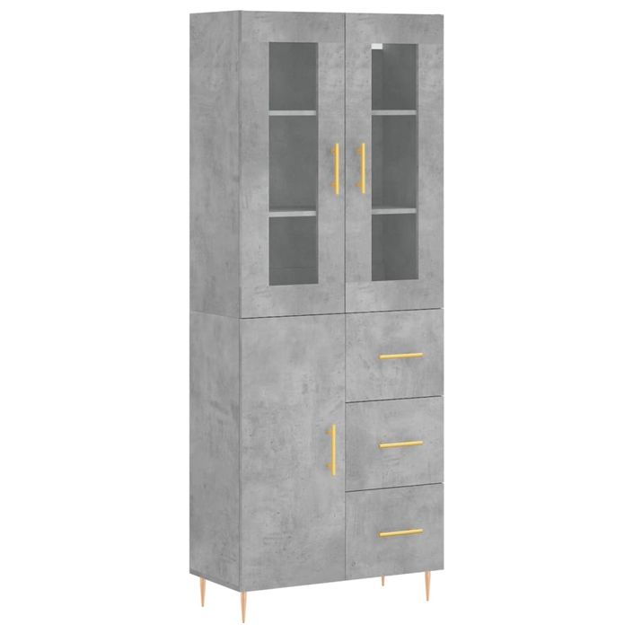 Buffet haut Gris béton 69,5x34x180 cm Bois d'ingénierie - Photo n°1