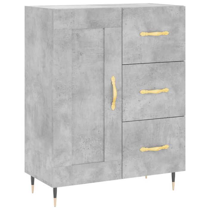 Buffet haut Gris béton 69,5x34x180 cm Bois d'ingénierie - Photo n°7