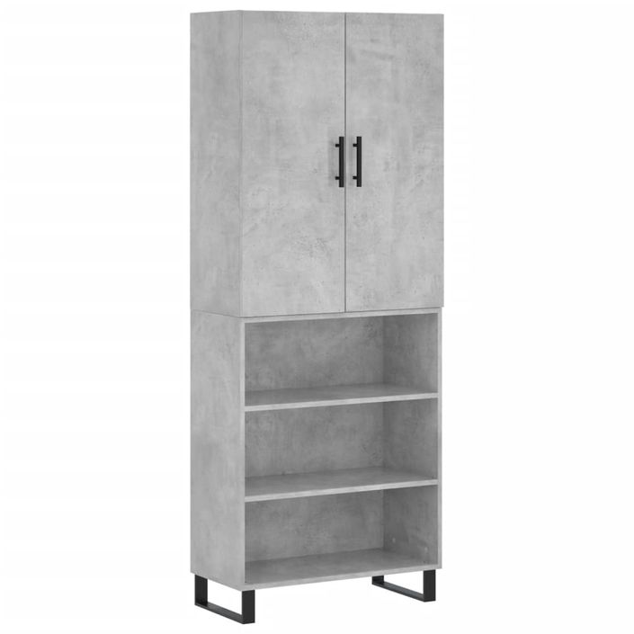 Buffet haut Gris béton 69,5x34x180 cm Bois d'ingénierie - Photo n°1