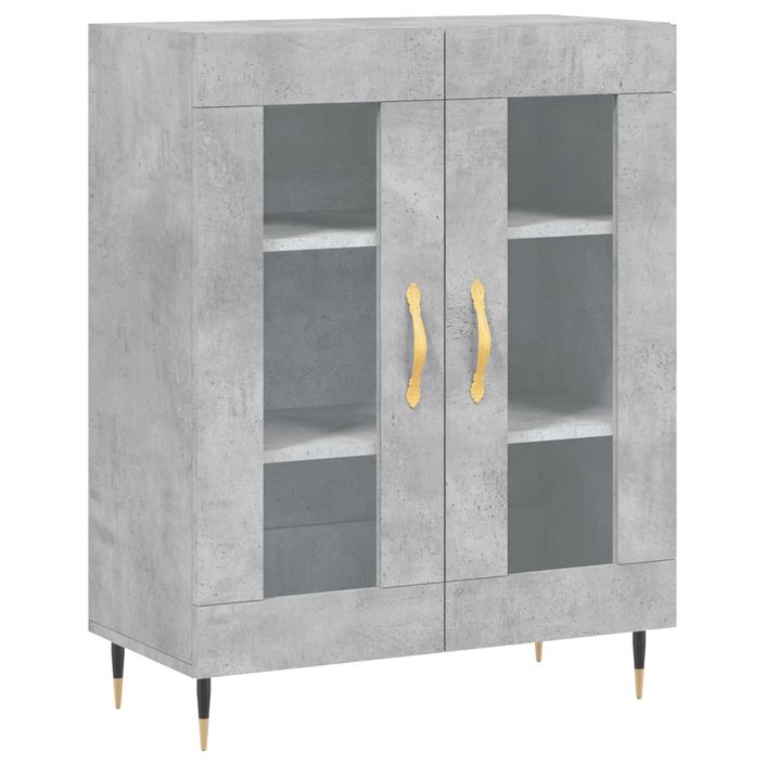 Buffet haut Gris béton 69,5x34x180 cm Bois d'ingénierie - Photo n°6