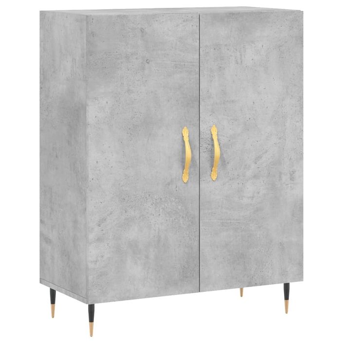 Buffet haut Gris béton 69,5x34x180 cm Bois d'ingénierie - Photo n°6