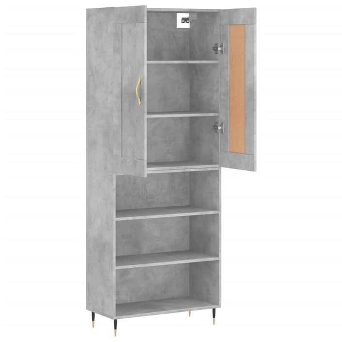 Buffet haut Gris béton 69,5x34x180 cm Bois d'ingénierie - Photo n°4