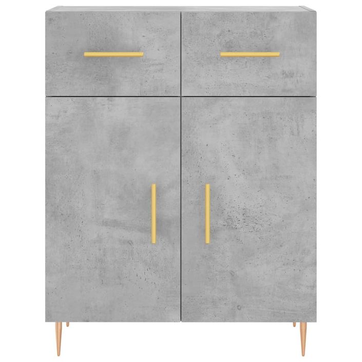 Buffet haut Gris béton 69,5x34x180 cm Bois d'ingénierie - Photo n°8