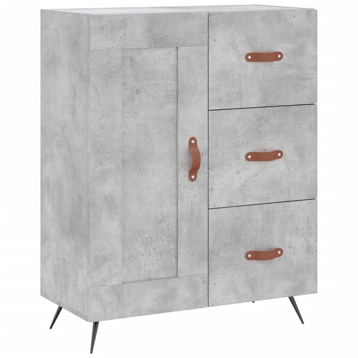 Buffet haut Gris béton 69,5x34x180 cm Bois d'ingénierie - Photo n°7