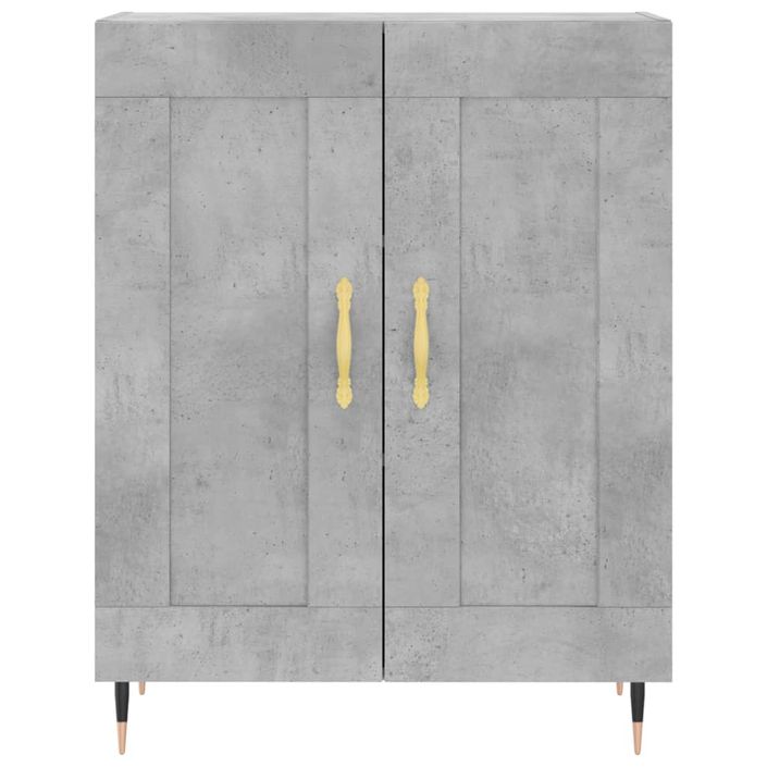 Buffet haut Gris béton 69,5x34x180 cm Bois d'ingénierie - Photo n°8