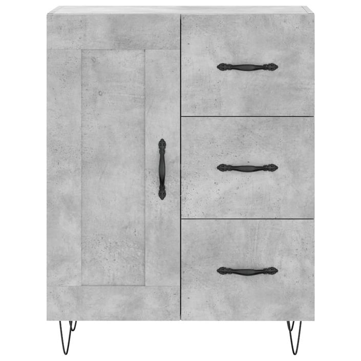 Buffet haut Gris béton 69,5x34x180 cm Bois d'ingénierie - Photo n°8