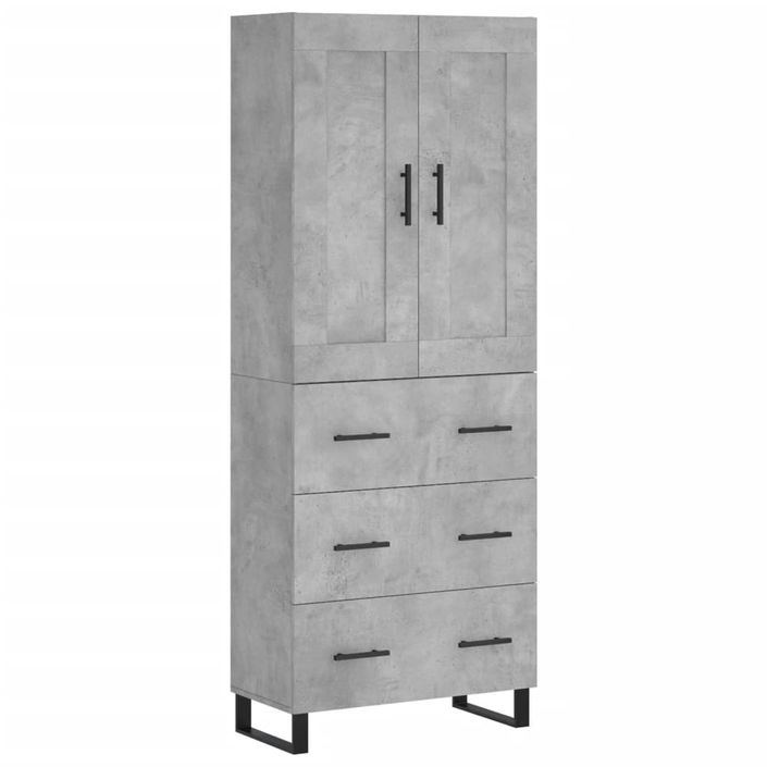 Buffet haut Gris béton 69,5x34x180 cm Bois d'ingénierie - Photo n°1