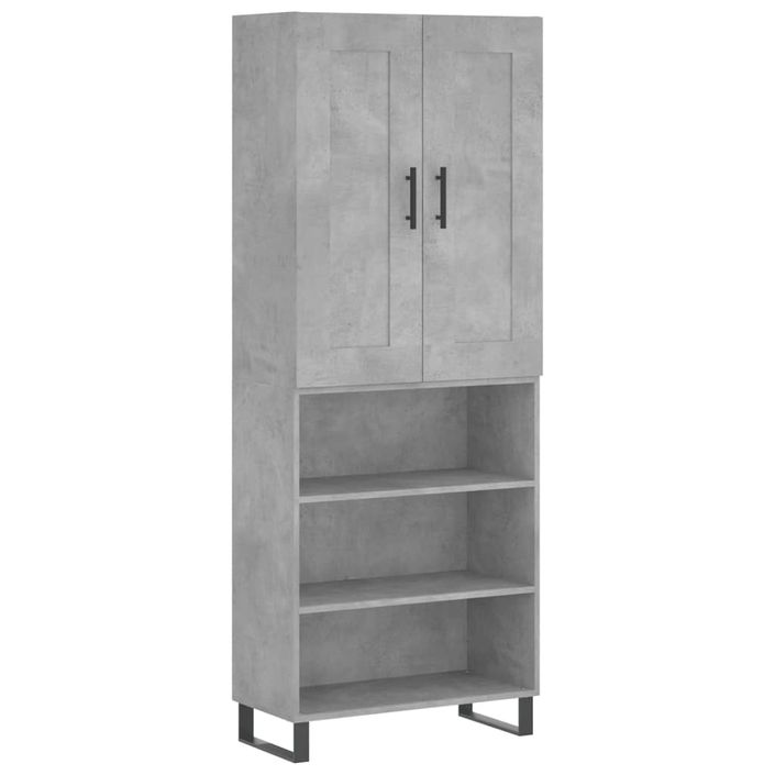 Buffet haut Gris béton 69,5x34x180 cm Bois d'ingénierie - Photo n°1