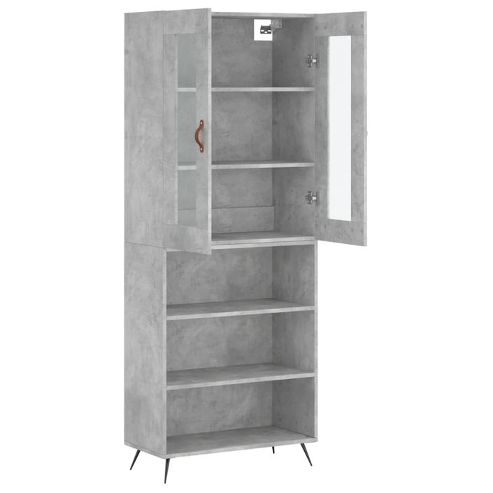 Buffet haut Gris béton 69,5x34x180 cm Bois d'ingénierie - Photo n°4