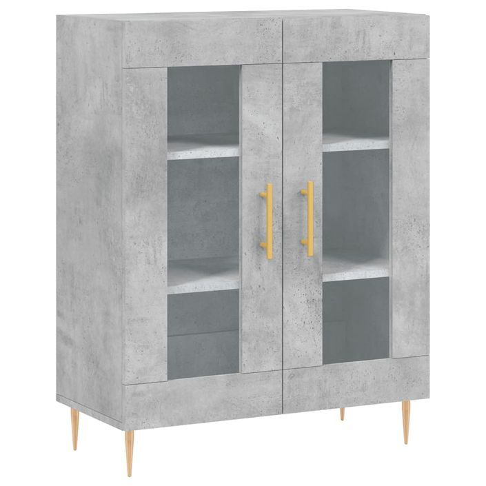 Buffet haut Gris béton 69,5x34x180 cm Bois d'ingénierie - Photo n°7