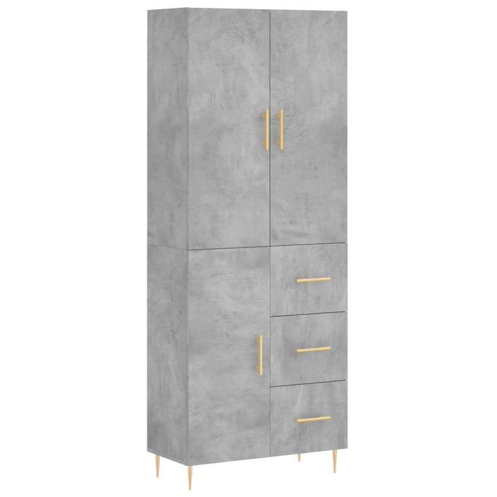 Buffet haut Gris béton 69,5x34x180 cm Bois d'ingénierie - Photo n°1