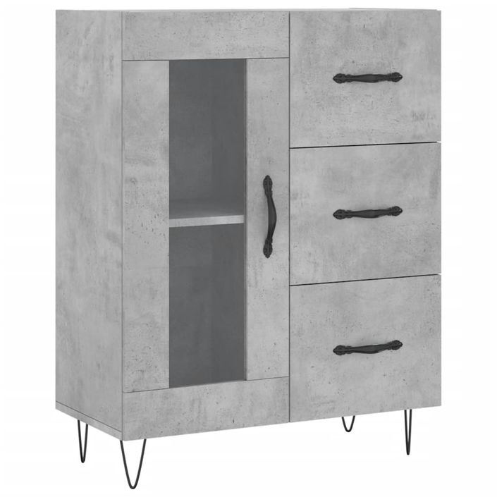 Buffet haut Gris béton 69,5x34x180 cm Bois d'ingénierie - Photo n°7