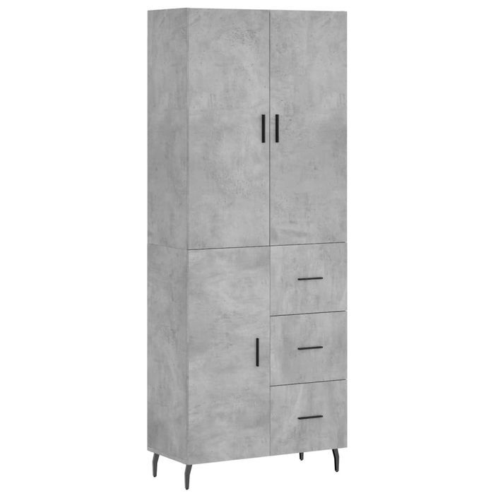 Buffet haut Gris béton 69,5x34x180 cm Bois d'ingénierie - Photo n°1