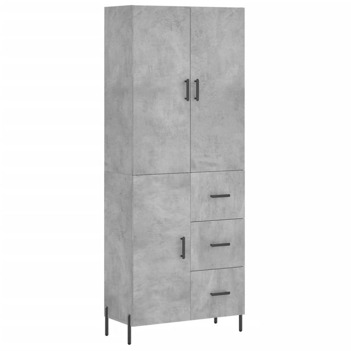 Buffet haut Gris béton 69,5x34x180 cm Bois d'ingénierie - Photo n°1