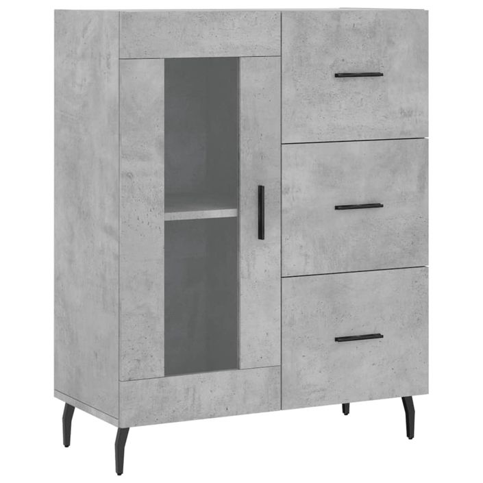 Buffet haut Gris béton 69,5x34x180 cm Bois d'ingénierie - Photo n°7