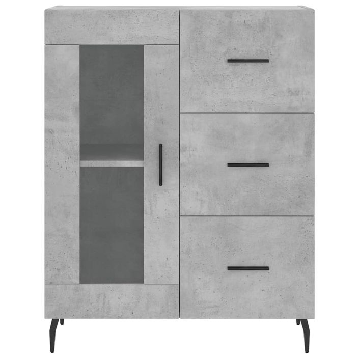 Buffet haut Gris béton 69,5x34x180 cm Bois d'ingénierie - Photo n°8