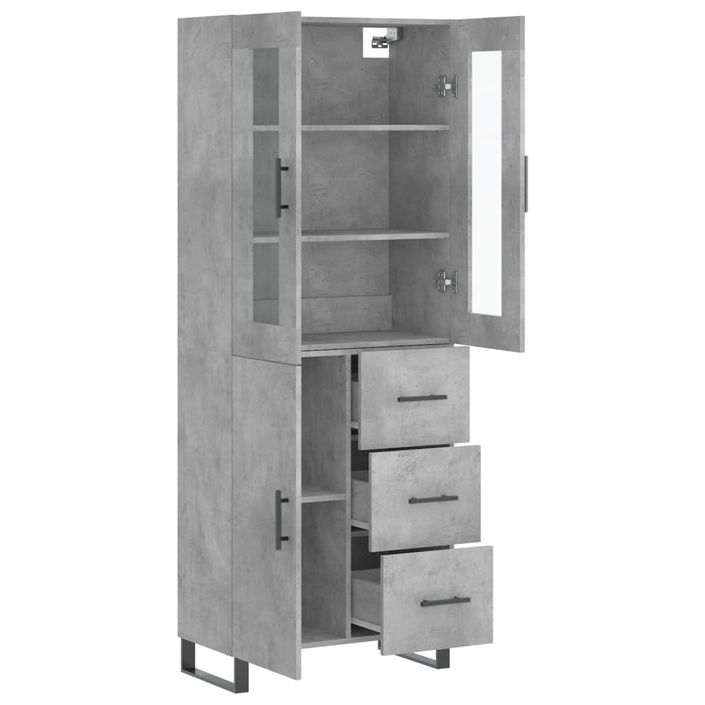 Buffet haut Gris béton 69,5x34x180 cm Bois d'ingénierie - Photo n°4