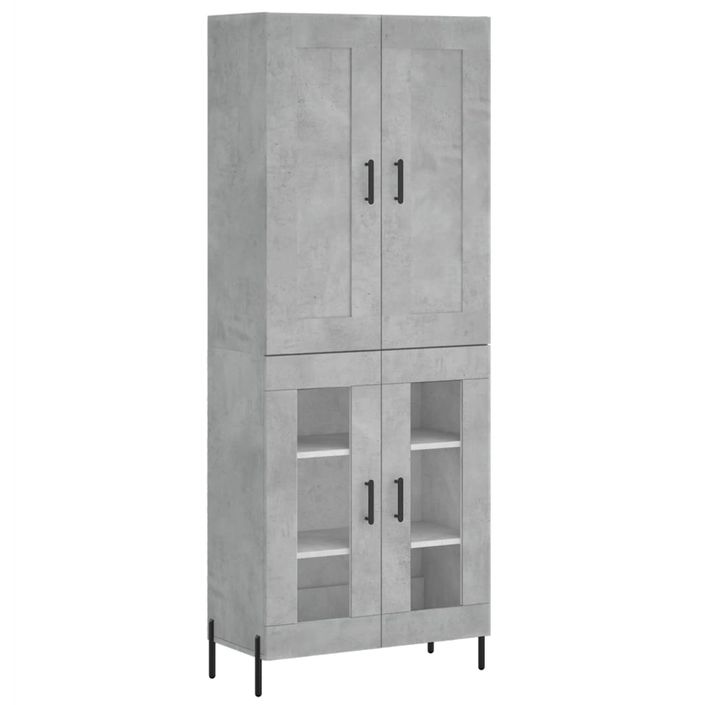 Buffet haut Gris béton 69,5x34x180 cm Bois d'ingénierie - Photo n°1