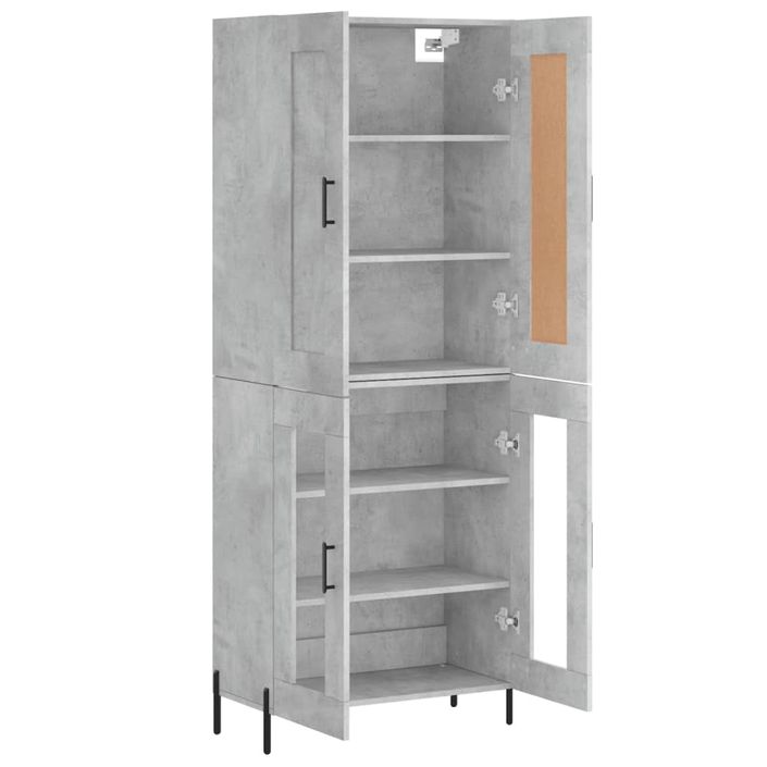 Buffet haut Gris béton 69,5x34x180 cm Bois d'ingénierie - Photo n°4