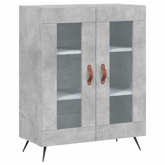 Buffet haut Gris béton 69,5x34x180 cm Bois d'ingénierie - Photo n°7