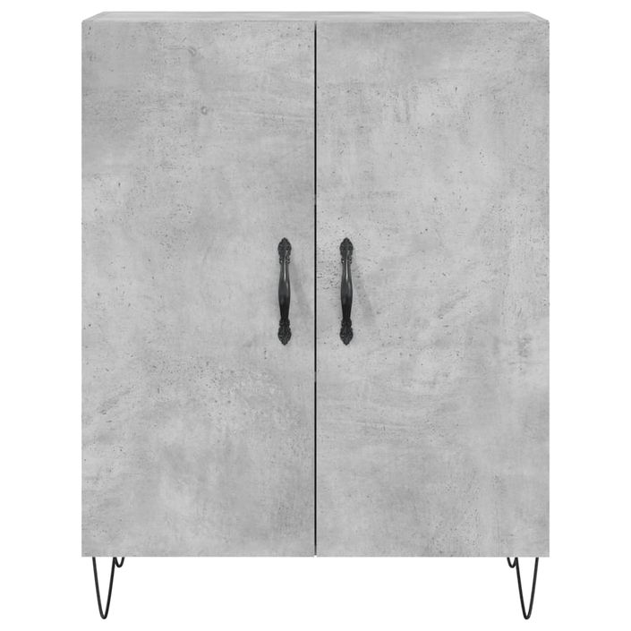 Buffet haut Gris béton 69,5x34x180 cm Bois d'ingénierie - Photo n°8