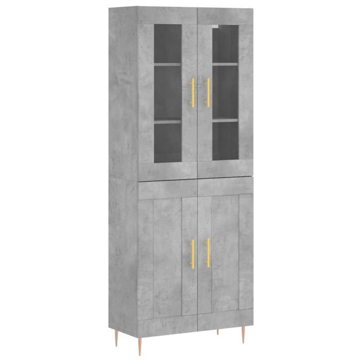 Buffet haut Gris béton 69,5x34x180 cm Bois d'ingénierie - Photo n°1