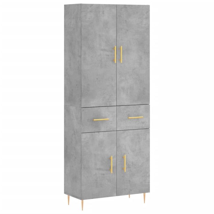 Buffet haut Gris béton 69,5x34x180 cm Bois d'ingénierie - Photo n°1