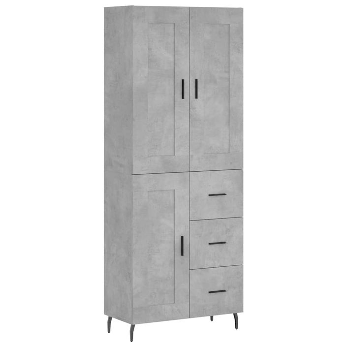 Buffet haut Gris béton 69,5x34x180 cm Bois d'ingénierie - Photo n°1