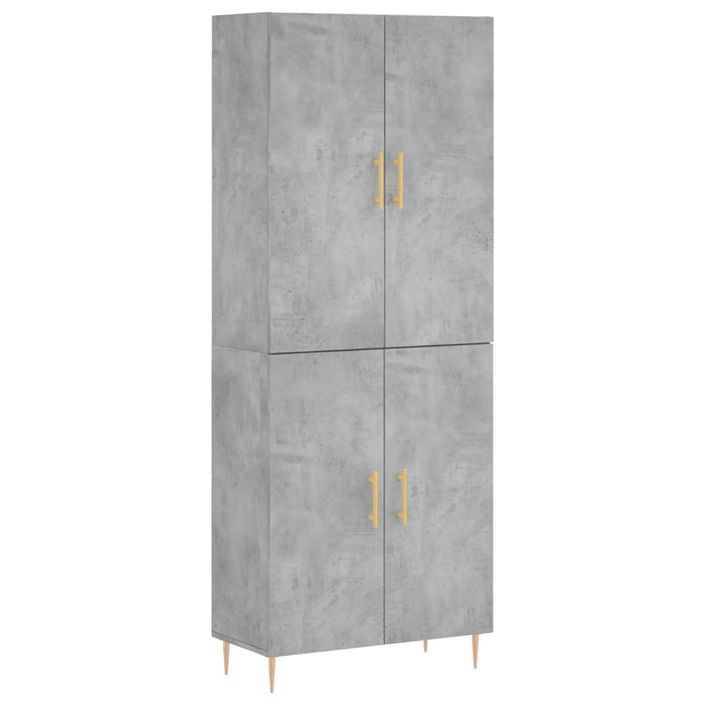 Buffet haut Gris béton 69,5x34x180 cm Bois d'ingénierie - Photo n°1