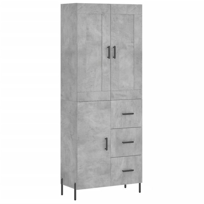 Buffet haut Gris béton 69,5x34x180 cm Bois d'ingénierie - Photo n°1