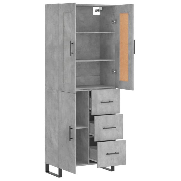 Buffet haut Gris béton 69,5x34x180 cm Bois d'ingénierie - Photo n°4