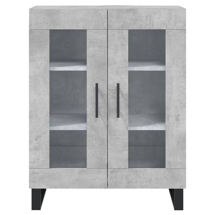 Buffet haut Gris béton 69,5x34x180 cm Bois d'ingénierie - Photo n°8